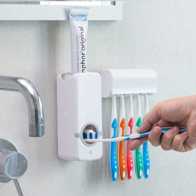 Dozator automat pasta de dinti, pentru copii + suport pentru 5 periute 