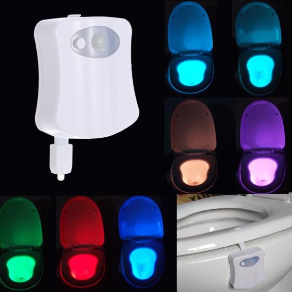 Lampa de veghe LED pentru toaleta, senzor de miscare si lumina, 8 culori diferite
